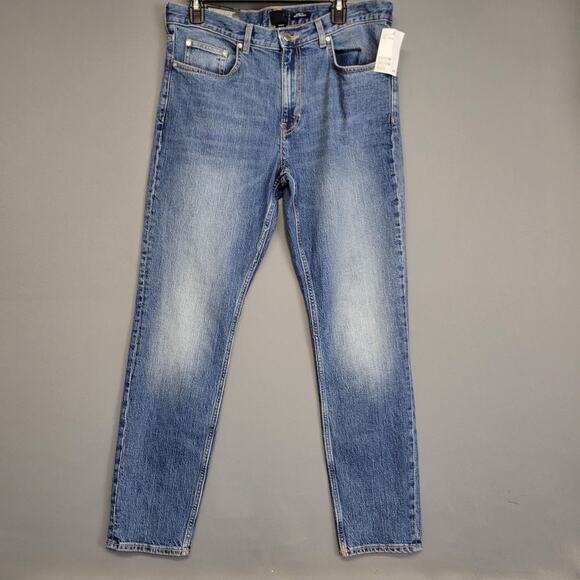 H&M Jeans Mens 33x32 Blue Skinny Fit Stretch Denim Slim Distressed Look Casual - Picture 1 of 16